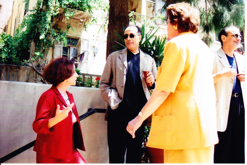 Kiarostami and Homayoun Ershadi arriving at Monot Theatre, received Colette Naufal & Aimee Boulos