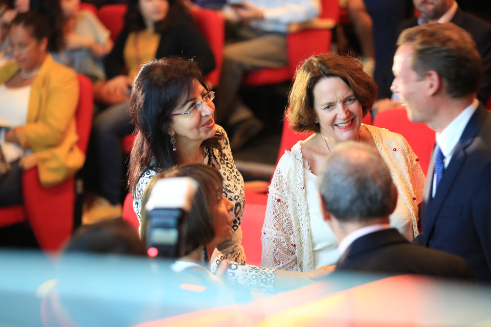 Mme. Nadar Sardouk, Mme. Alice Edde with Ambassador Emmanuel Bonne of France