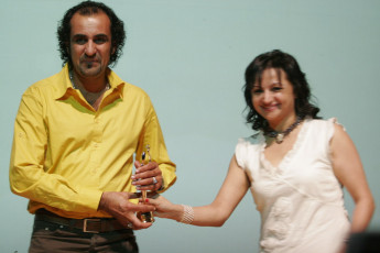 Basheer al Majed receiving the prize Jury Special mention for his short film: Personal Calendar