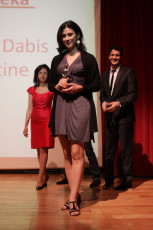 Cherien Dabis with her prize – Nada Sardouk left and Khaled Aboul Naga behind