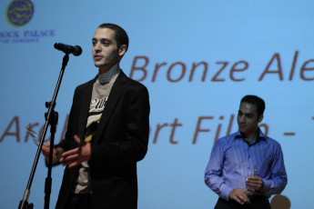 Amjad al Rasheed, giving a word after receiving prize for 3rd Best Short for his film Bitter Days ex-quo with Missing
