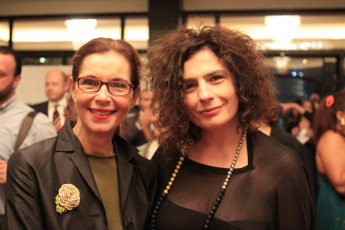 Lina Mroue with arsine Khanjian member of Jury – waiting to enter theater