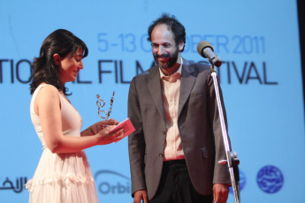 Nora Niasiri receiving her second prize “Special Jury Prize”, for UNDER THE BRIDGE
