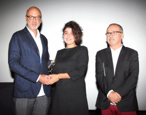 Ghina Abboud taking her prize for Best Documentary “Robert”