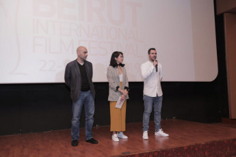 (L-R) Jury members Director Pierre Aboujaode, Producer Christelle Younes & Director Elie Fahed